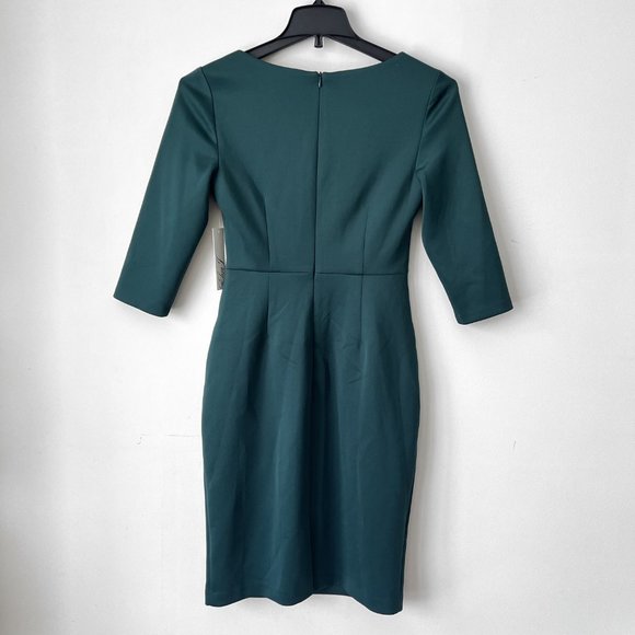 NEW! Eliza J V-Neck Sheath Green Coctail Dress, Size 4 - Picture 7 of 15